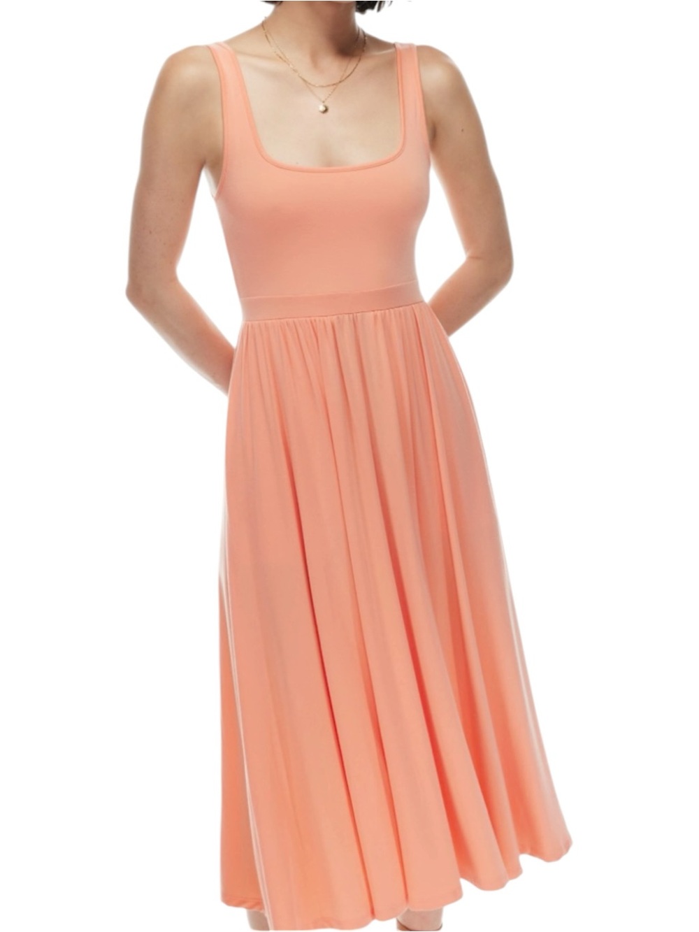Aritzia Wilfred Market Midi Pink Dress